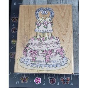 Stampendous Wedding Cake R042 1997 Doves Large Rubber Stamp Wood #B18